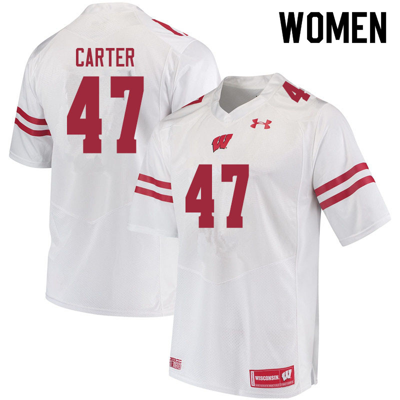 Wisconsin Badgers Women's #47 Nate Carter NCAA Under Armour Authentic White College Stitched Football Jersey CM40C34NV